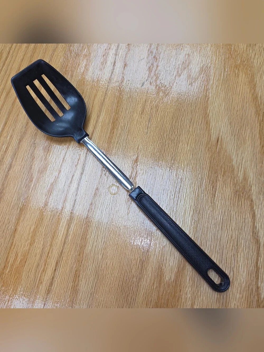 Vtg EKCO Black Nylon Slotted Serving Spoon Plastic Black Handle USA Corncob